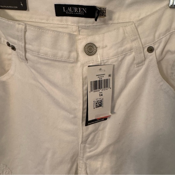 Lauren Ralph Lauren Women's White Eyelet Jeans Relaxed Taper Size 14 NWT $195 - Picture 3 of 14